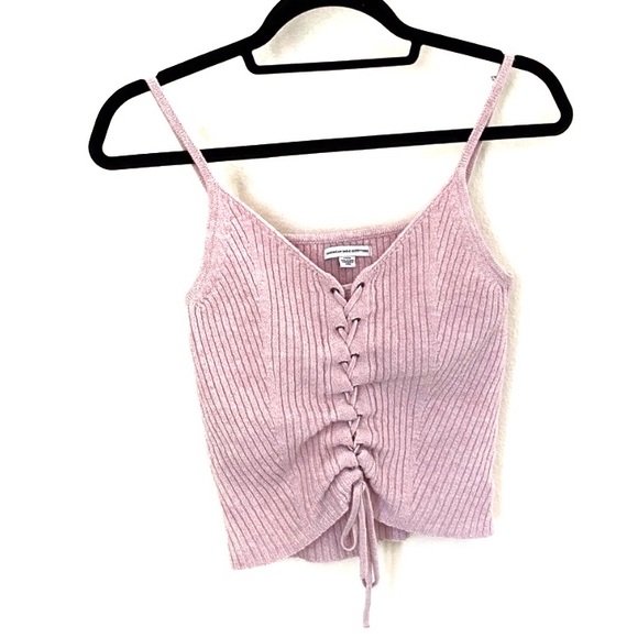 American Eagle Outfitters Pink Tie Crop Top - Picture 3 of 9
